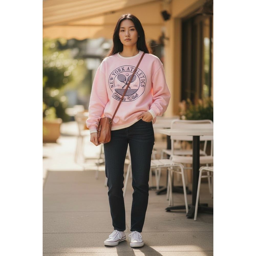 Limited Too Graphic "New York Athletics Tennis Club"  Pink Sweatshirt  Size: L